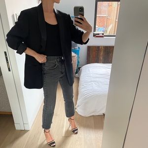 Anine Bing Gray Cropped Flared Jeans